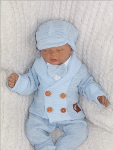 Z&Z Pletený elegantní svetřík s knoflíčky Boy, modrý, vel. 80