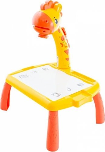 Tulimi Dětský stůl Žirafa s projektorem a fixy, žlutý
