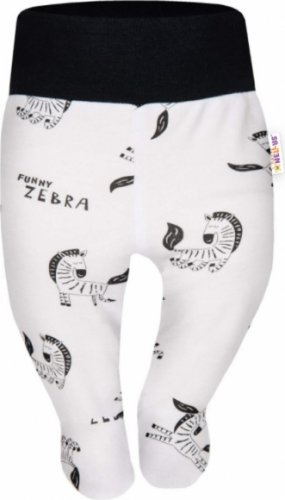 Baby Nellys Bavlněné polodupačky Funny Zebra - bílé, vel. 68