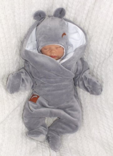Z&Z Zimní kojenecký velurový overal s bavlněnou podšívkou - šedý, vel. 68