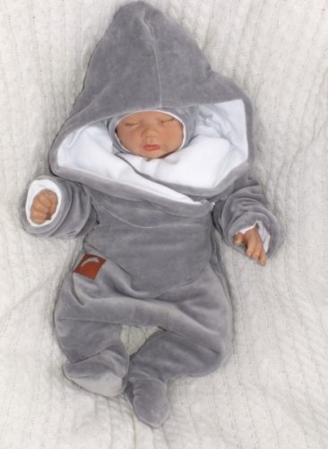 Z&Z Zimní kojenecký velurový overal s bavlněnou podšívkou - šedý, vel. 68