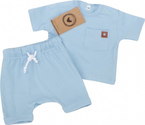 Z&Z 2-dílná sada tričko kr. rukáv, kraťásky s provázkem - modrá, vel. 80