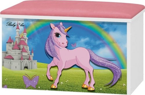 BabyBoo Box na hračky s motivem Unicorn + čalouněné sedalo