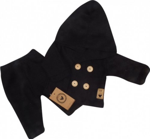 Z&Z 2-dílná pletená soupravička, svetřík s knoflíky a kalhoty, černá, vel. 62