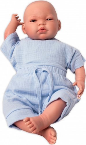 Baby Nellys 2-dílná mušelínová soupravička, tričko + kraťasky BOY, světle modrá, vel. 68