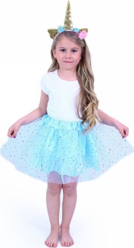 Dětský kostým tutu modrá sukně s čelenkou jednorožec