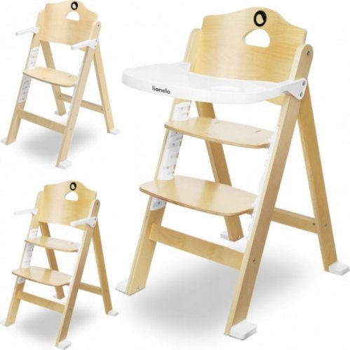Lionelo Dřevěná jídelní židlička, stoleček - Floris, White Natural