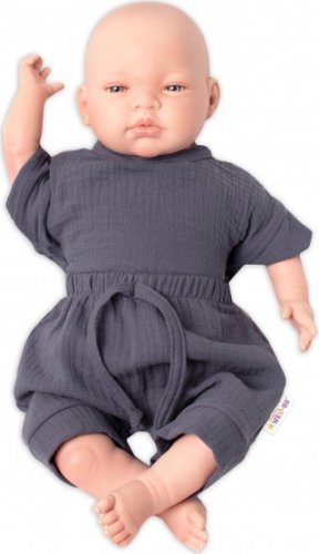 Baby Nellys 2-dílná mušelínová soupravička, tričko + kraťasky BOY, granát, vel. 62