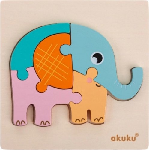 Akuku Edukační dřevěnná vkládačka - Slon