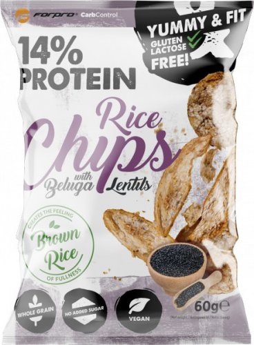 Proteinové rýžové chipsy ForPro - 60 g, s černou čočkou