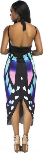 Plážové šaty - motýlí křídla XS-M - modré