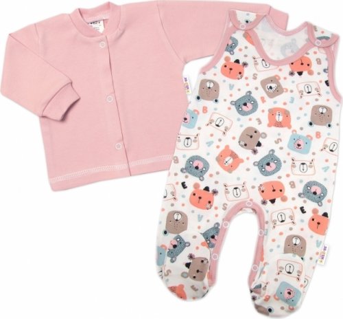 Kojenecké dupačky bavlna s košilkou Space Bear Baby Nellys, pastel pudrová, vel. 68