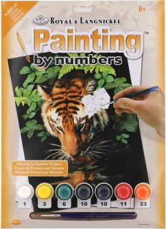 Malování podle čísel Tygr u vody 22x30cm s akrylovými barvami a štětcem