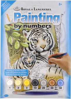 Malování podle čísel Bílí tygři 22x30cm s akrylovými barvami a štětcem