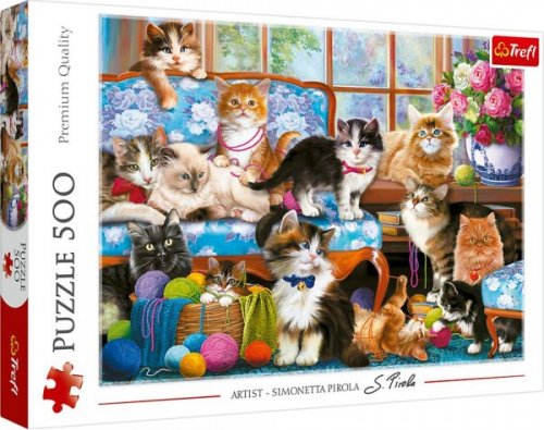 Puzzle Kočičí rodina 500 dílků 48x34cm