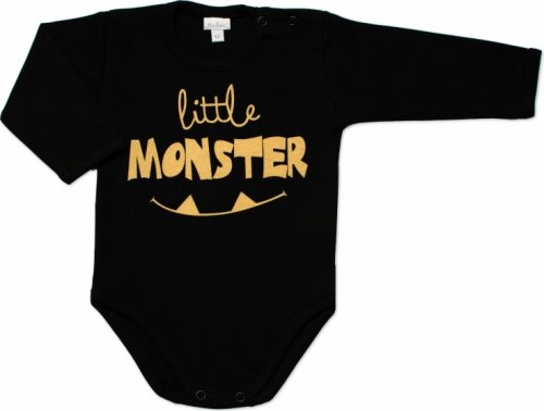 Kojenecké body dl. rukáv Little Monster G-baby bavlna, černé, vel. 68