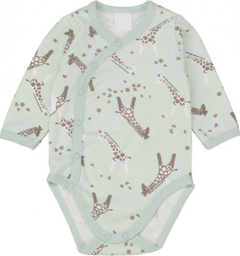 Zavinovací kojenecké body + polodupačky, bavlna, 2D sada, MBaby, Žirafy - máta