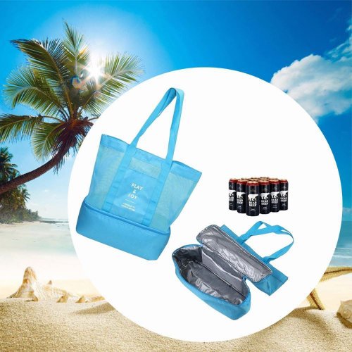 Plážová taška s termo přihrádkou - modrá