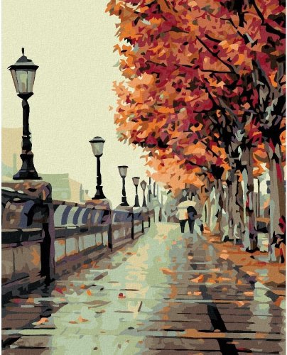 Malování podle čísel - podzimní procházka, vypnuté plátno na rám