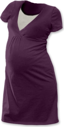 JOŽÁNEK Těhotenská, kojící noční košile JOHANKA krátký rukáv - švestková