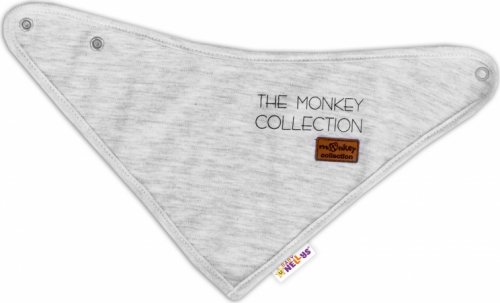 Dětský bavlněný šátek na krk Baby Nellys, Monkey - sv.šedý melírek