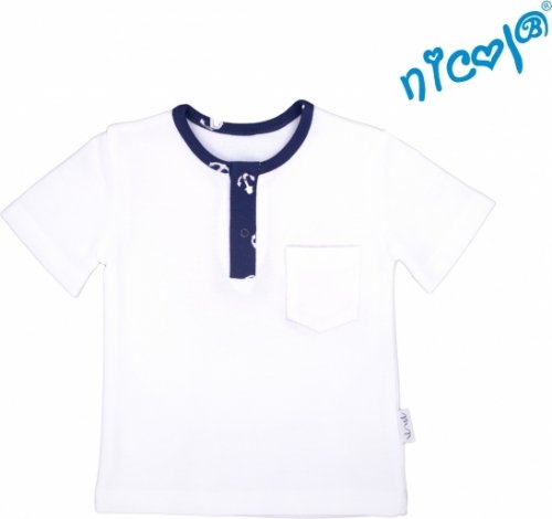 Dětské bavlněné tričko krátký rukáv Nicol, Sailor - bílé, vel. 128