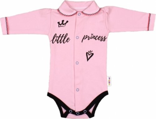 Baby Nellys Body dlouhý rukáv s límečkem,vel. 62, růžové - Little Princess