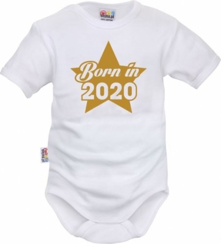 DEJNA Body krátký rukáv Born in 2020 - bílé, vel. 80