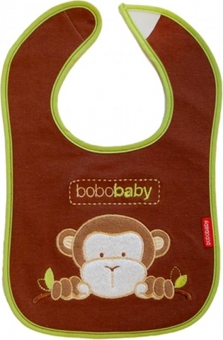 BOBO BABY Třívrstvý bavlněný bryndáček Opička - hnědý