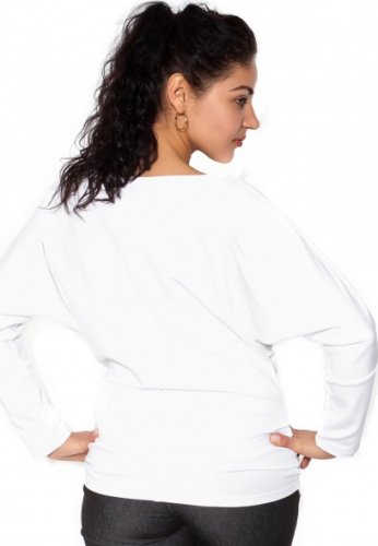 Be MaaMaa Těhotenská mikina, triko s nášivkami - bílé - M