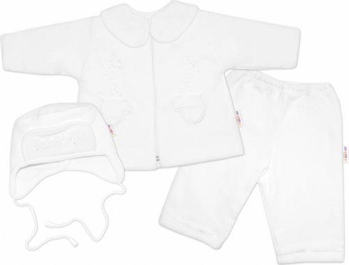 Kabátek, čepička a kalhoty Baby Nellys - bílá, vel. 68