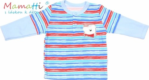 Polo tričko dlouhý rukáv Mamatti - ZEBRA - sv. modré/barevné pružky