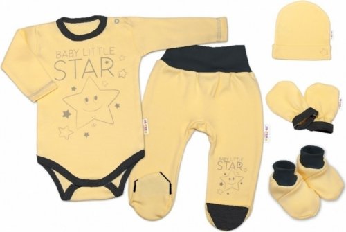 Baby Nellys 5-ti dílná soupravička do porodnice Baby Little Star - žlutá, vel. 62