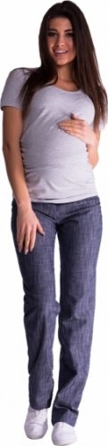 Be MaaMaa Bavlněné, těhotenské kalhoty s regulovatelným pásem - granát, vel. XL