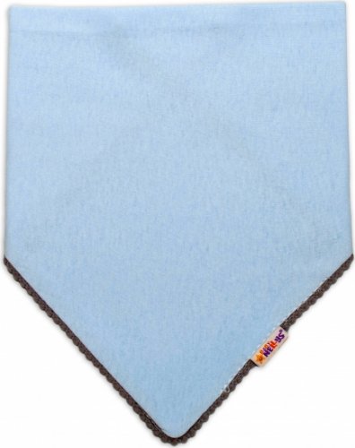 Dětský bavlněný šátek na krk s mini bambulkami Baby Nellys - modrý/šedý lem