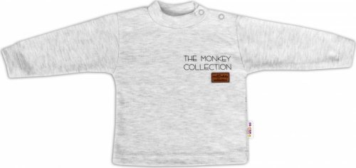 Baby Nellys Bavlněné tričko dlouhý rukáv Monkey - sv. šedý melírek, vel. 86