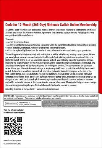 365 Dní Switch Online Membership Individual (Nintendo Switch)