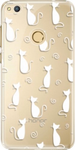 Plastové pouzdro iSaprio - Cat pattern 05 - white - Huawei Honor 8 Lite