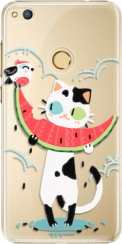 Plastové pouzdro iSaprio - Cat with melon - Huawei Honor 8 Lite