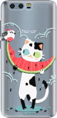 Plastové pouzdro iSaprio - Cat with melon - Huawei Honor 9
