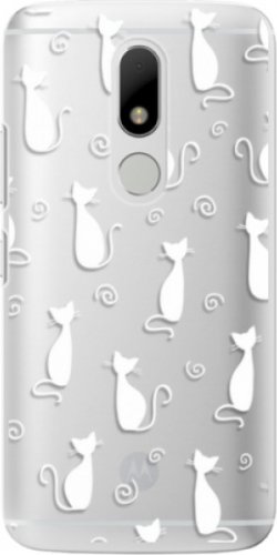 Plastové pouzdro iSaprio - Cat pattern 05 - white - Lenovo Moto M
