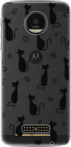Plastové pouzdro iSaprio - Cat pattern 05 - black - Lenovo Moto Z
