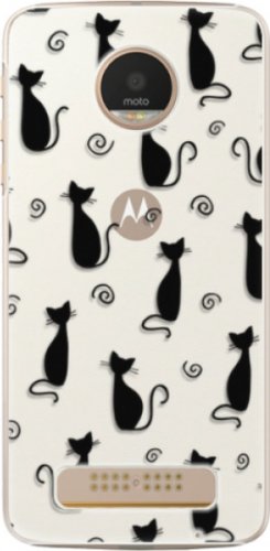 Plastové pouzdro iSaprio - Cat pattern 05 - black - Lenovo Moto Z Play