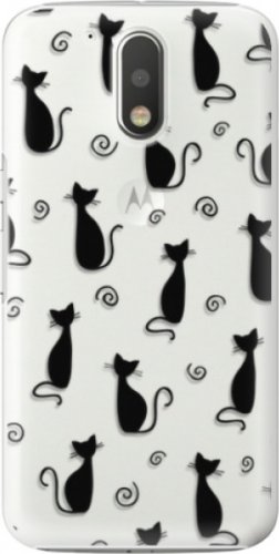 Plastové pouzdro iSaprio - Cat pattern 05 - black - Lenovo Moto G4 / G4 Plus
