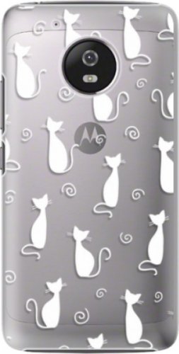 Plastové pouzdro iSaprio - Cat pattern 05 - white - Lenovo Moto G5