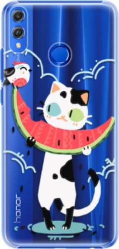 Plastové pouzdro iSaprio - Cat with melon - Huawei Honor 8X