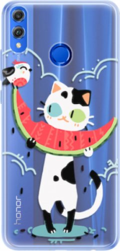 Silikonové pouzdro iSaprio - Cat with melon - Huawei Honor 8X