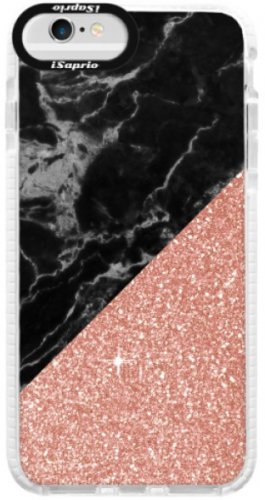 Silikonové pouzdro Bumper iSaprio - Rose and Black Marble - iPhone 6/6S
