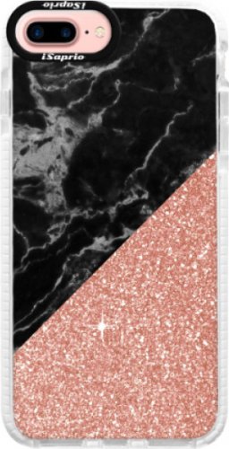 Silikonové pouzdro Bumper iSaprio - Rose and Black Marble - iPhone 7 Plus