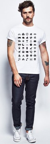 Cestovní tričko s ikonami - Barva: Bílá Velikost: - XL